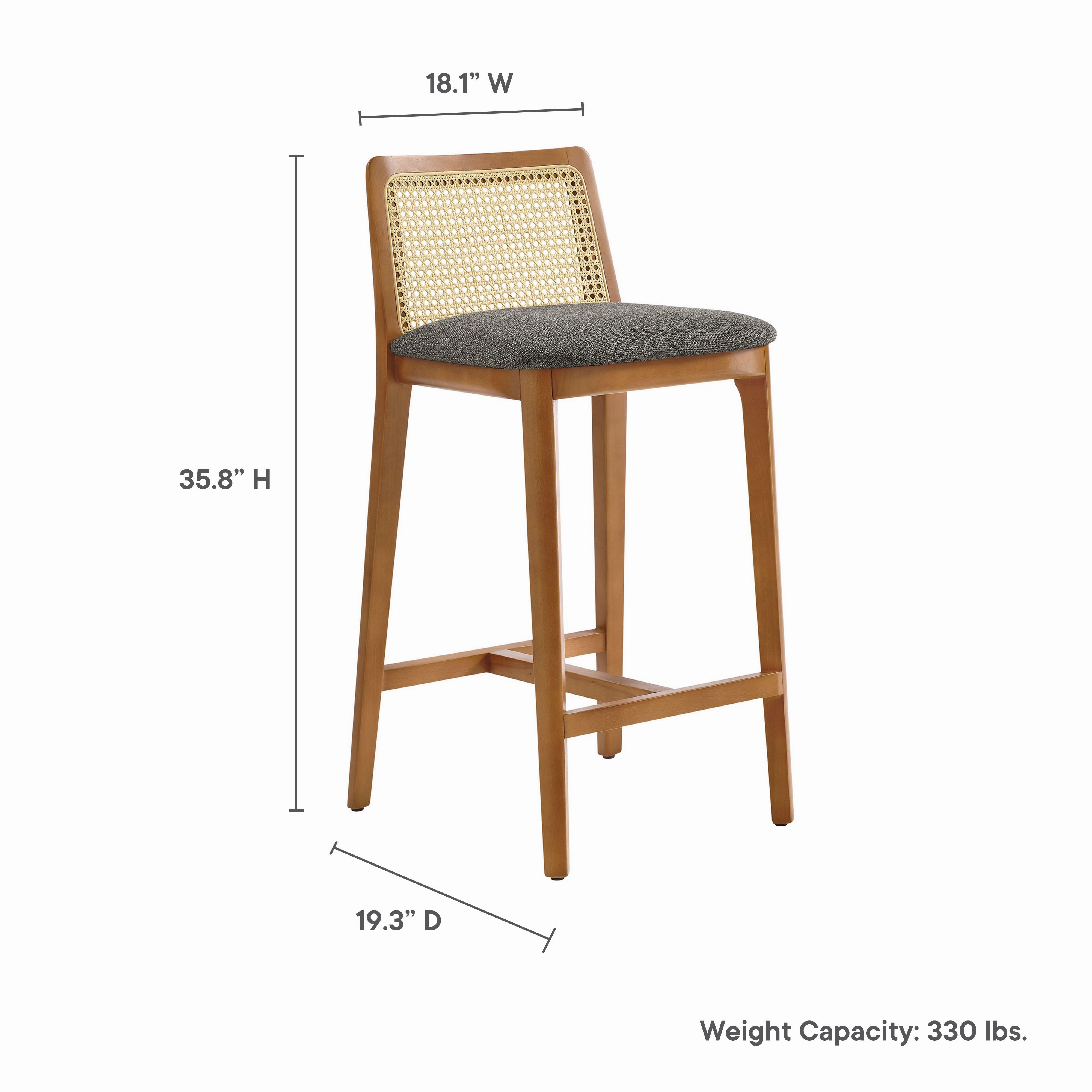 Monarch Beech Wood and Rattan Counter Stool by Modway