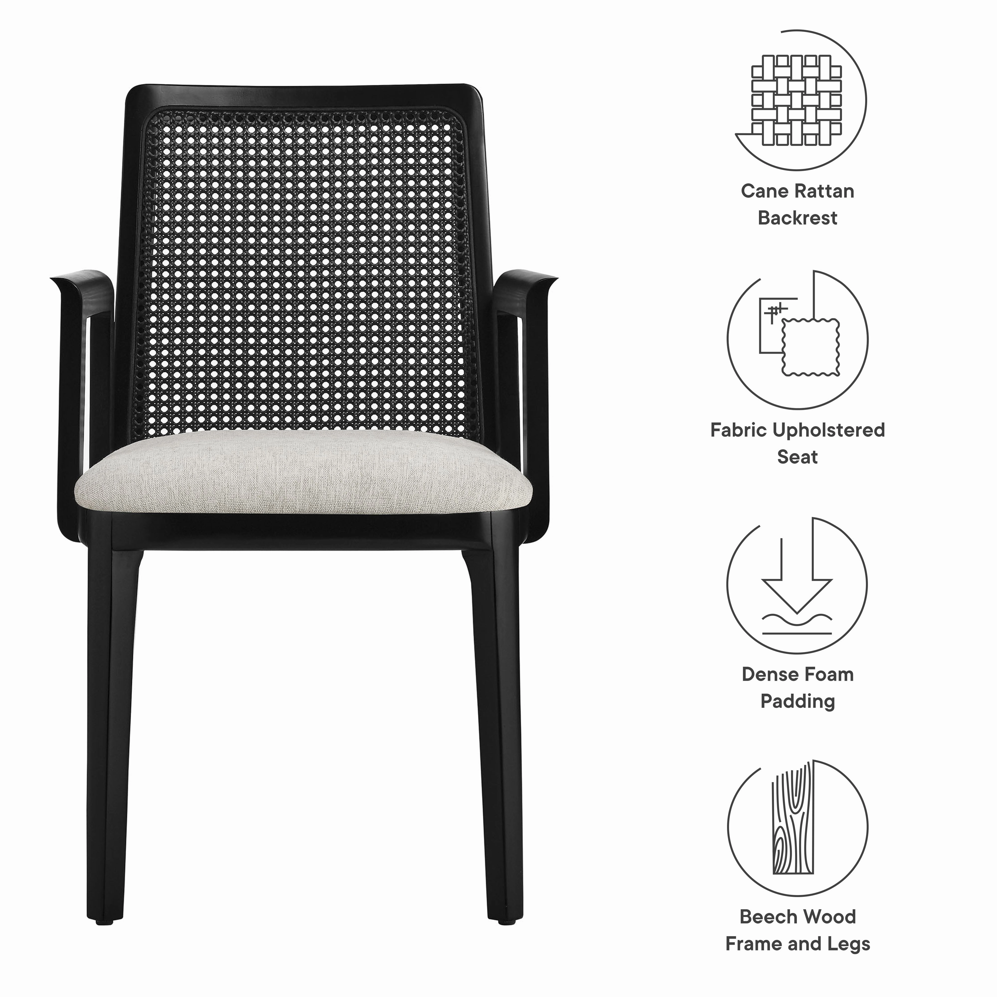 Monarch Beech Wood and Rattan Dining Armchair by Modway