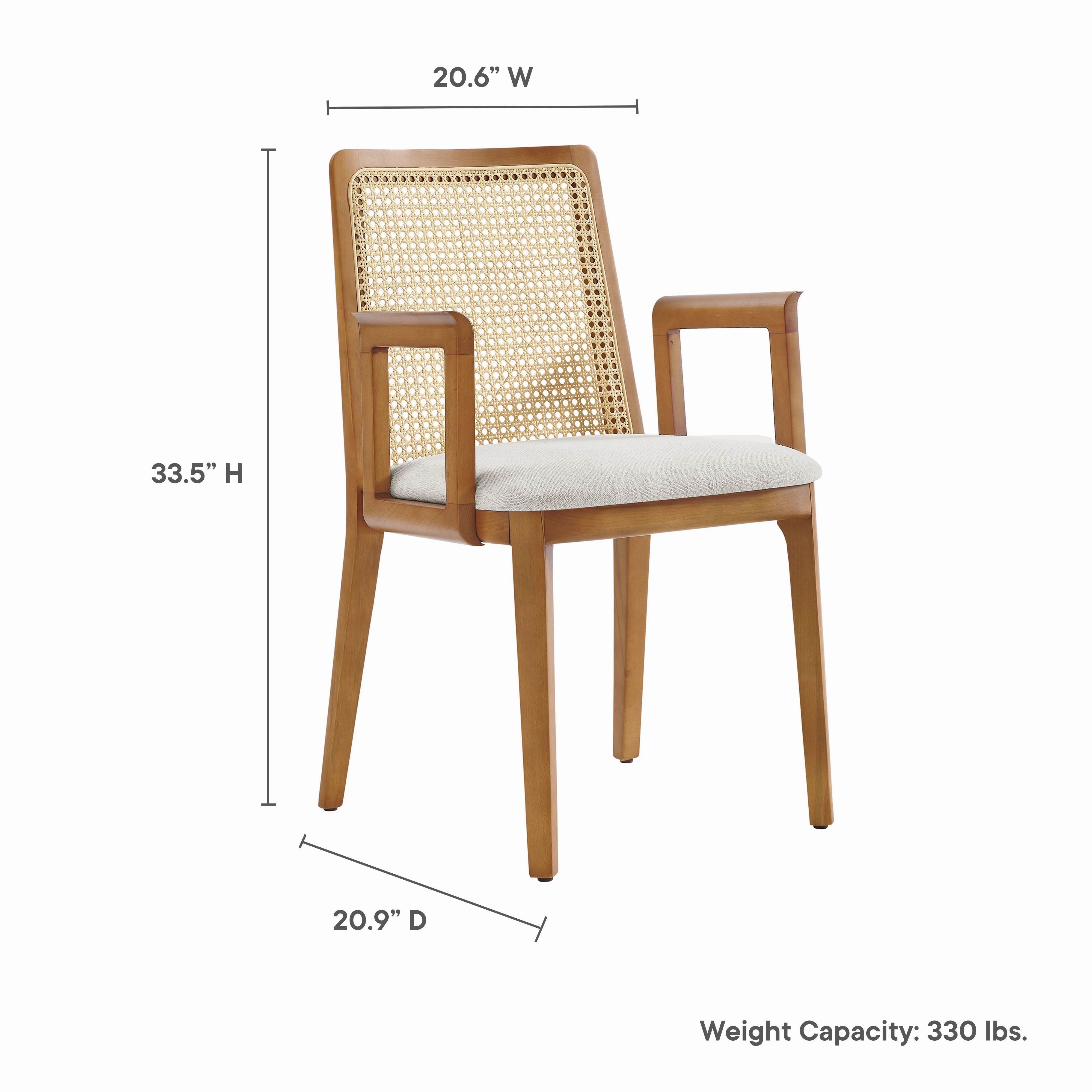 Monarch Beech Wood and Rattan Dining Armchair by Modway