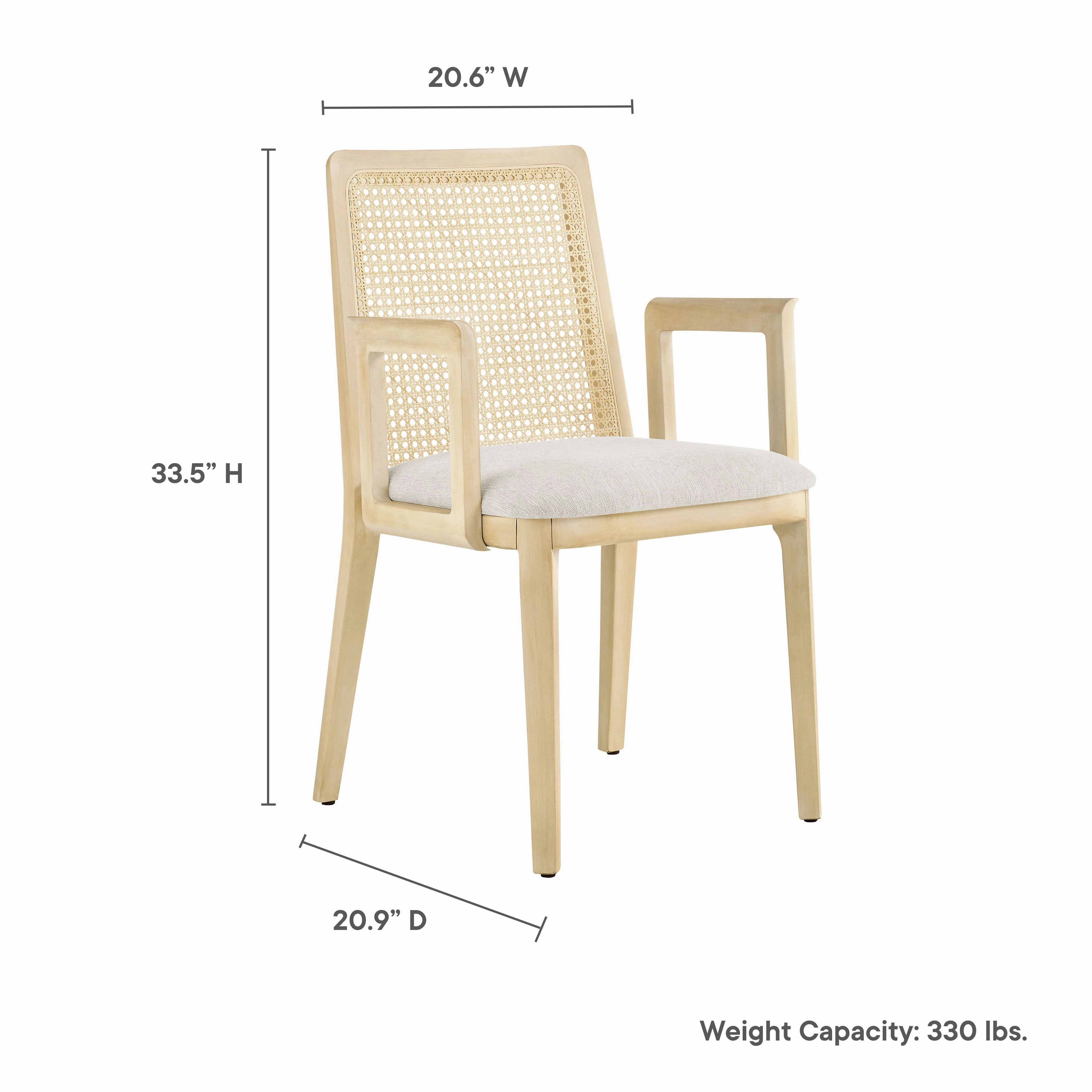 Monarch Beech Wood and Rattan Dining Armchair by Modway