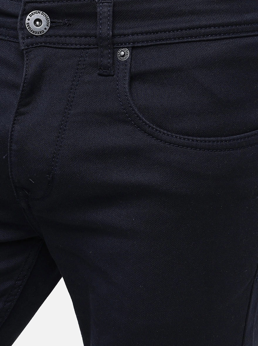Navy Blue Washed Narrow Fit Jeans | Greenfibre