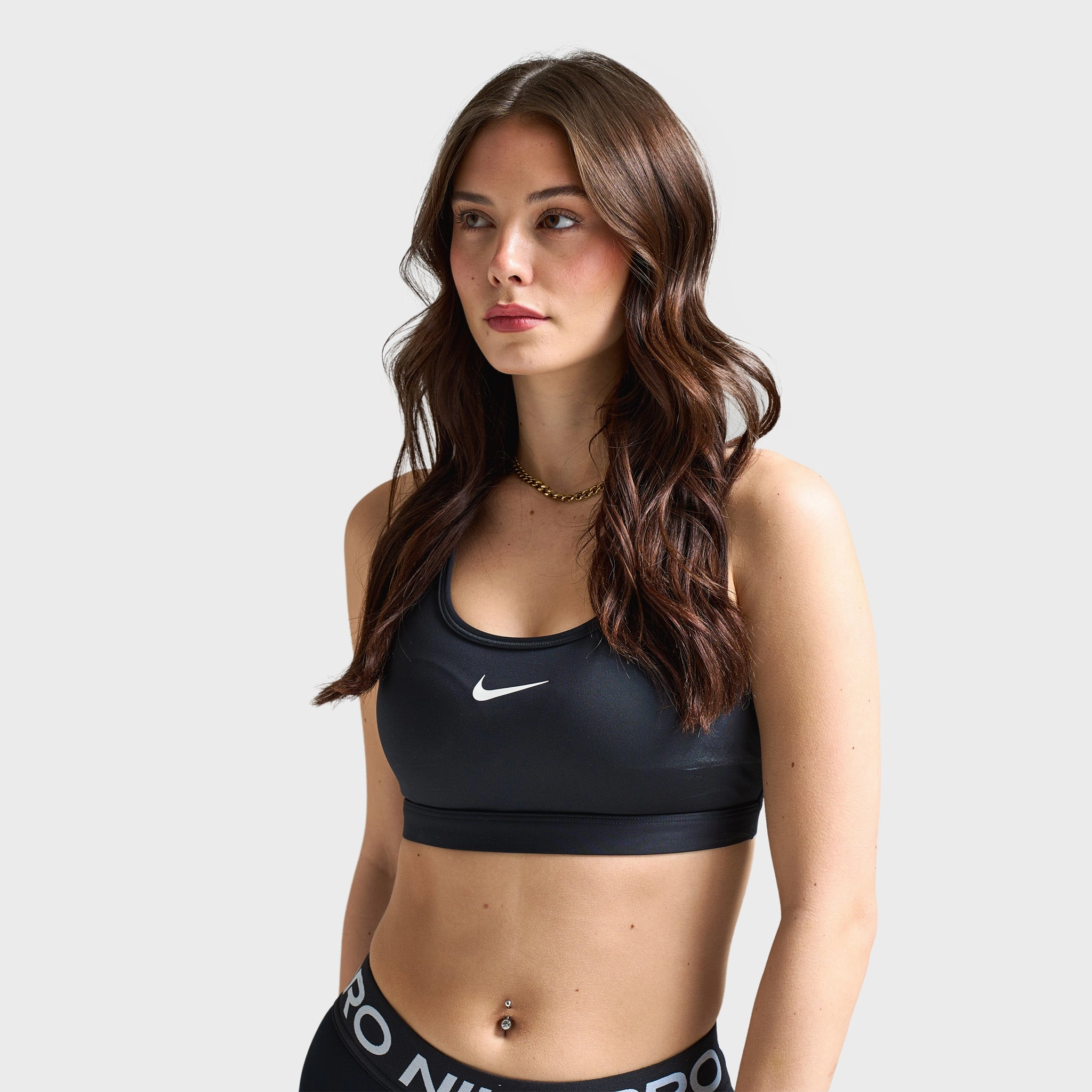 Nike Women's Swoosh Medium Support Padded Sports Bra Black / White