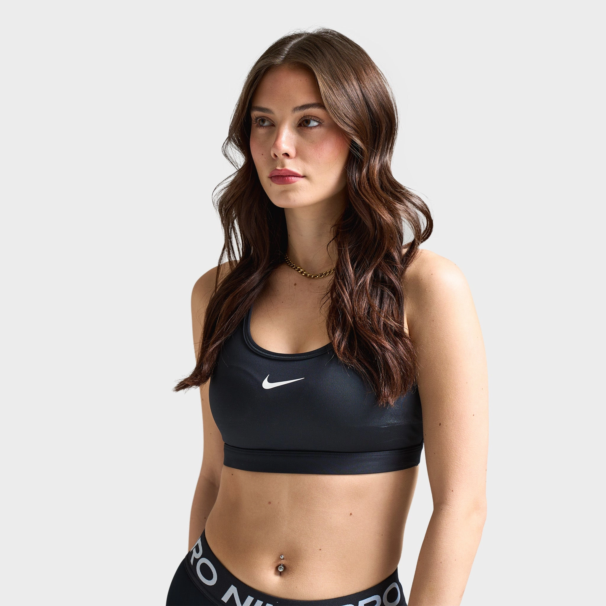 Nike Women's Swoosh Medium Support Padded Sports Bra Black / White