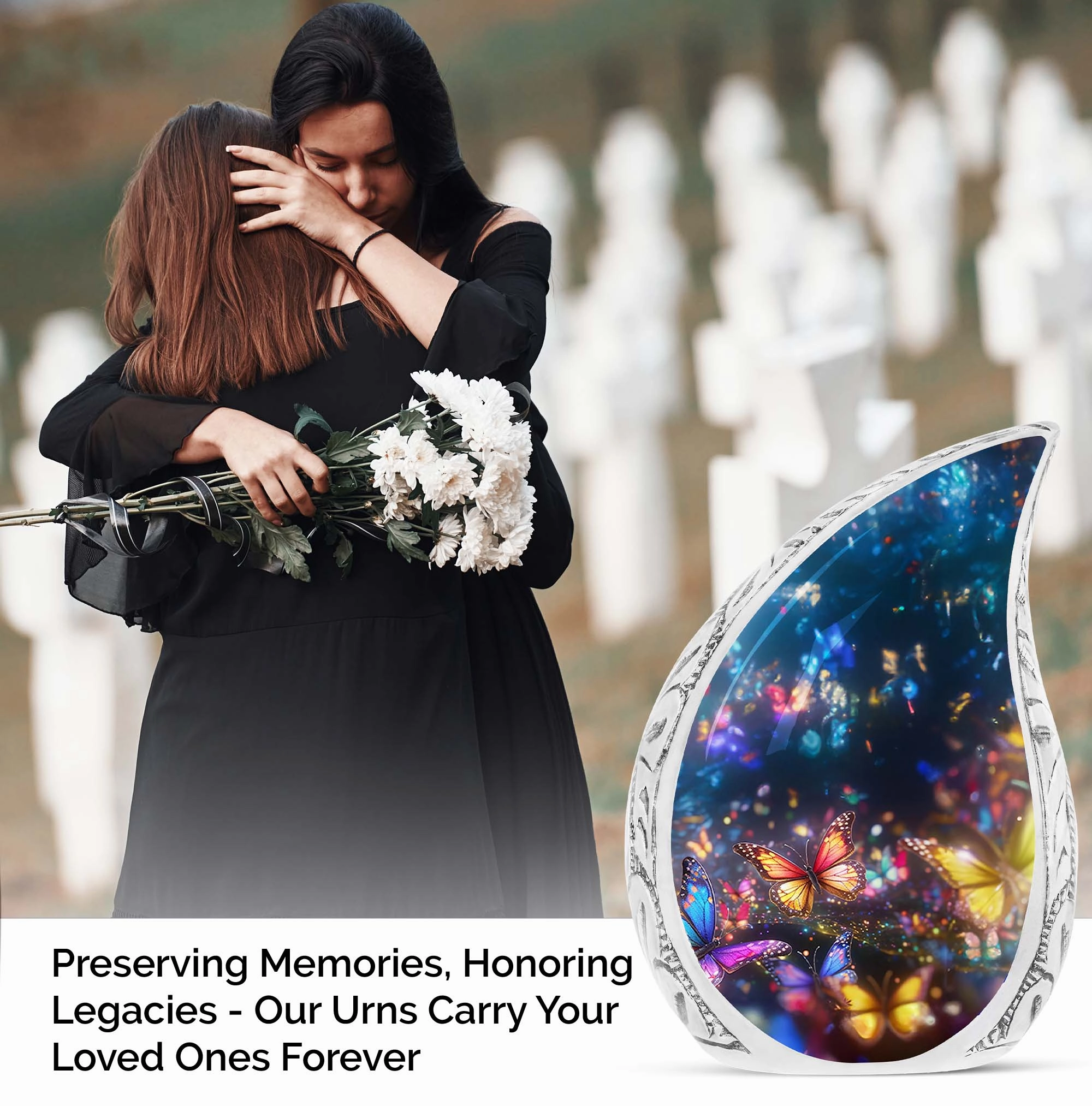 Peaceful Butterflies at Sunset Meadow Memorial Urn