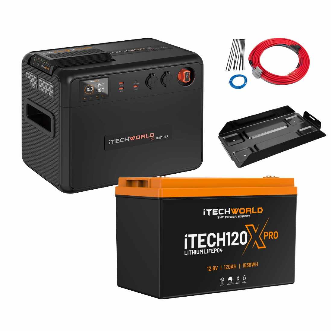 Premium GoFurther | Dual Battery System | with iTECHDCDC40 Battery Charger and iTECH120X PRO Lithium Battery with Bluetooth