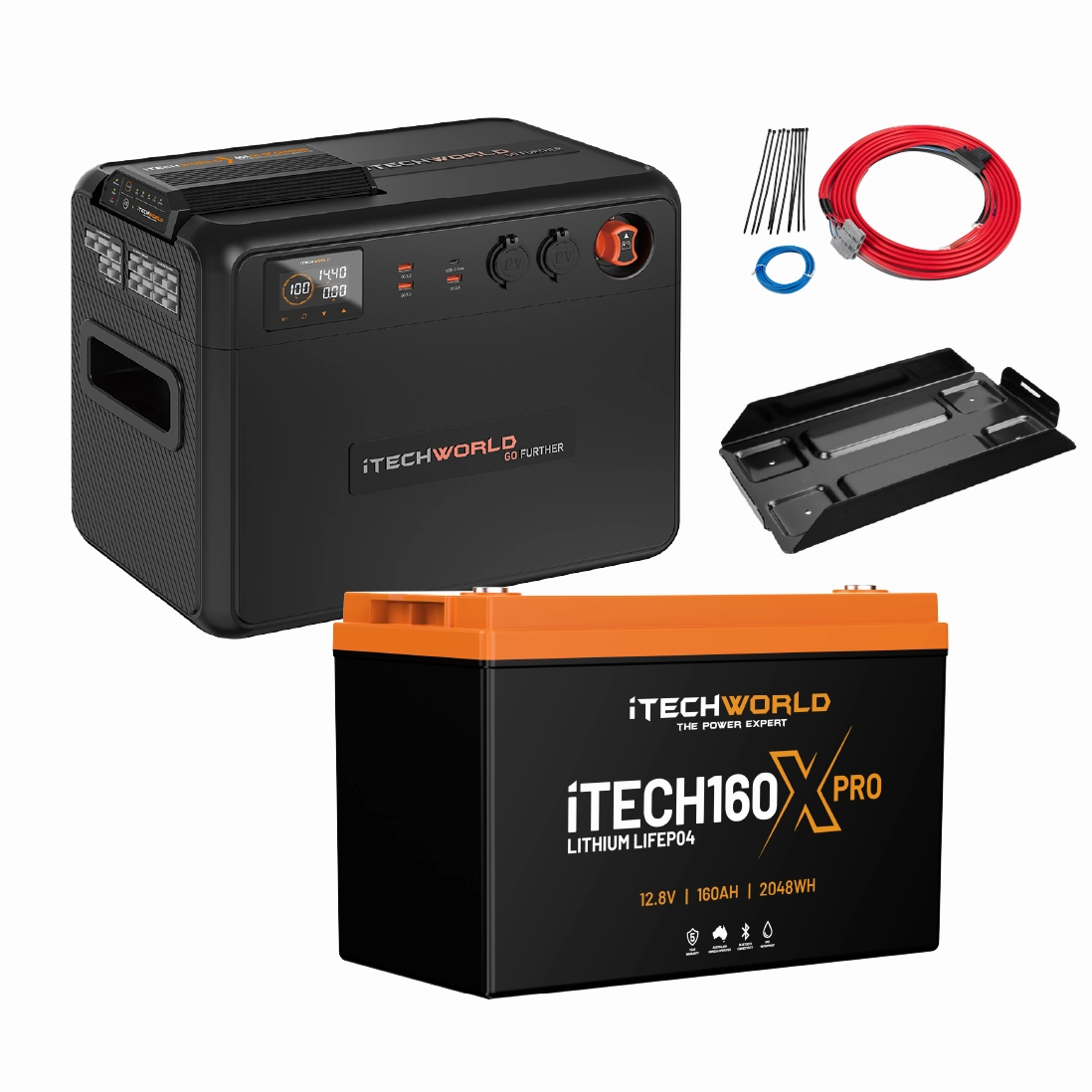 Premium GoFurther | Dual Battery System | with iTECHDCDC40 Battery Charger and iTECH160X PRO Lithium Battery with Bluetooth