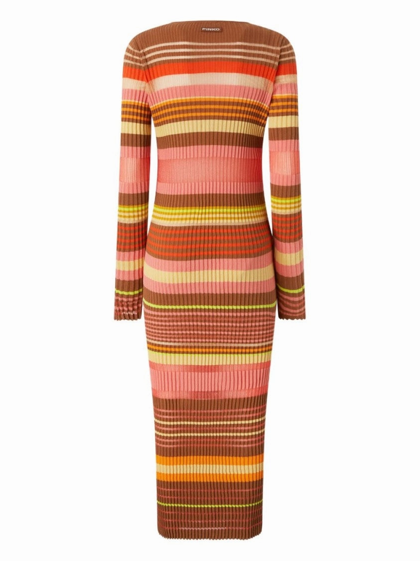 Sassolungo Dress With Round Neck And Long Sleeves