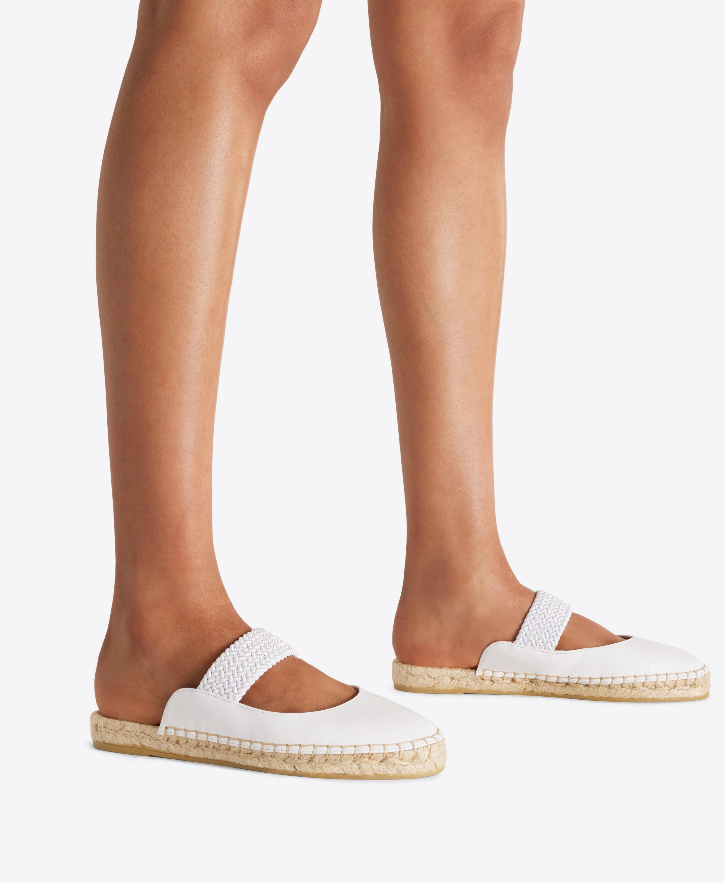 Siena White Leather Flat Mules