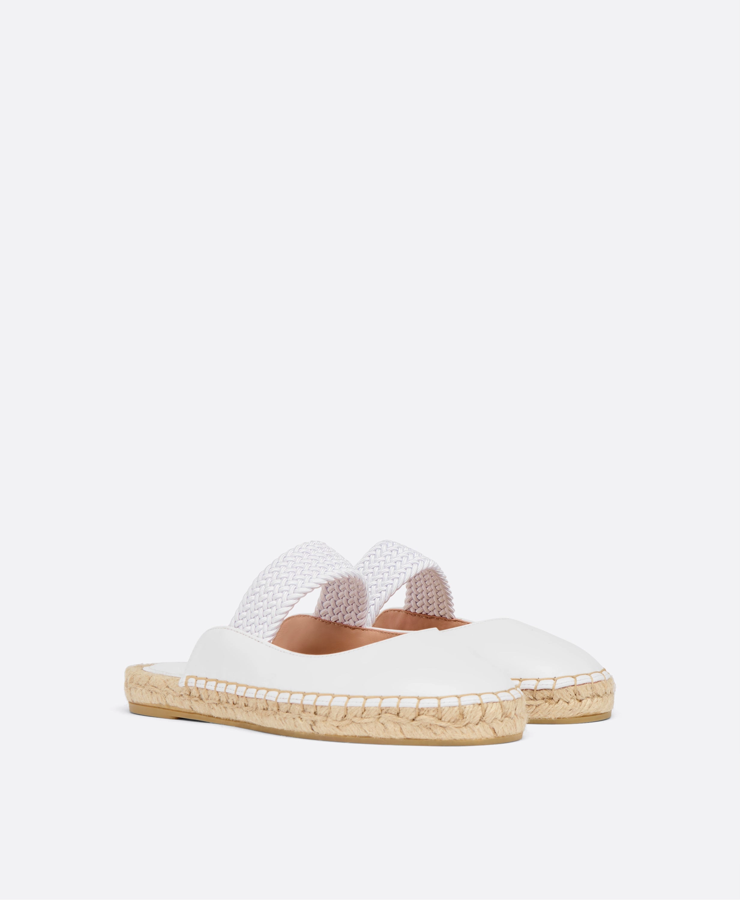 Siena White Leather Flat Mules