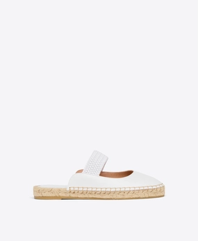 Siena White Leather Flat Mules