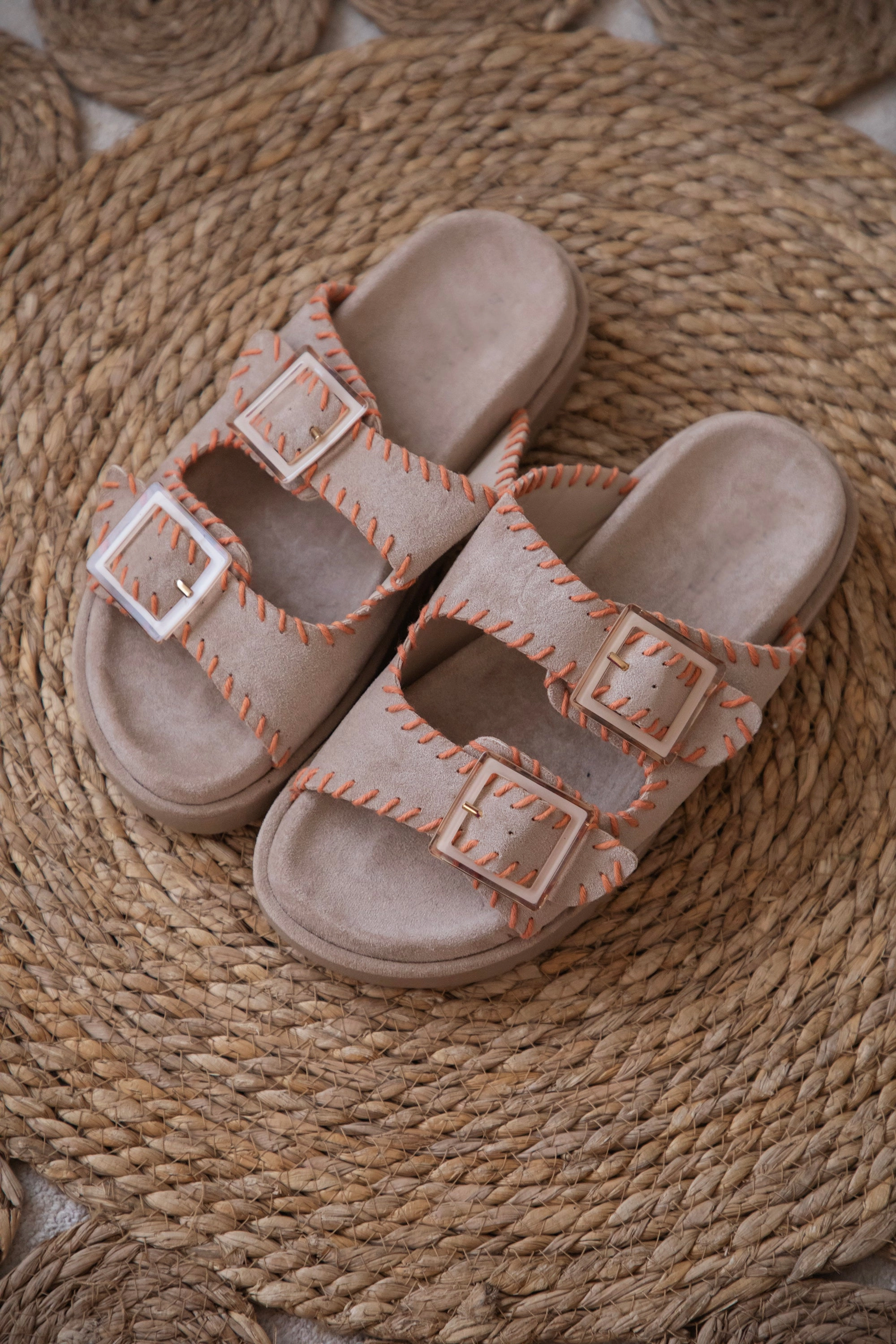 Suedine Beige/Orange - Slippers