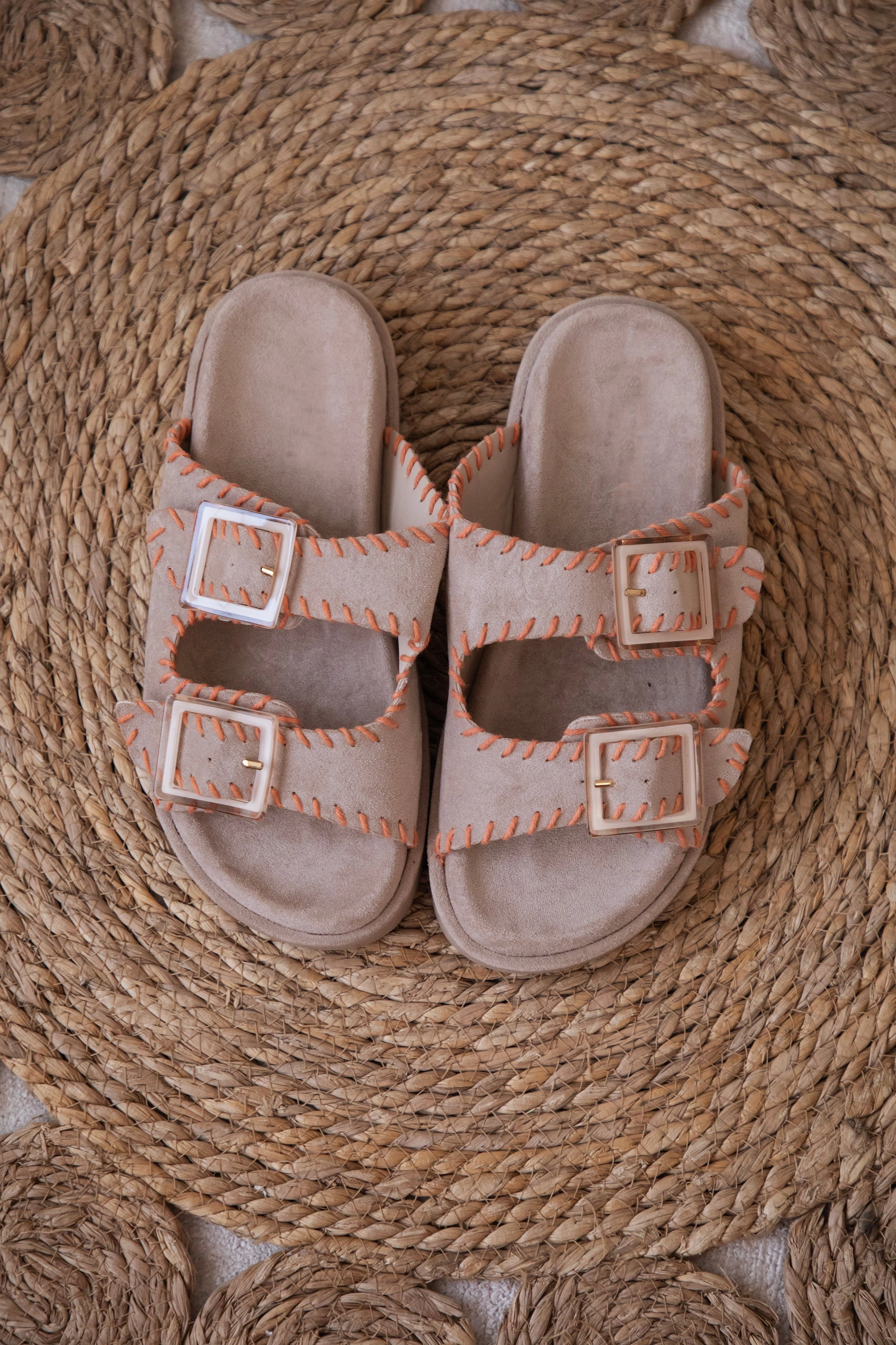 Suedine Beige/Orange - Slippers
