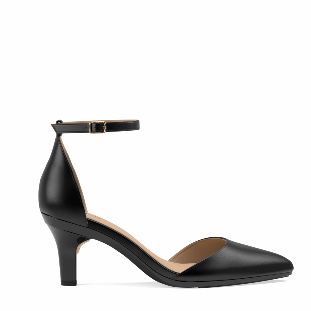 The D'Orsay Wide Width - Coal Leather 3 Stiletto