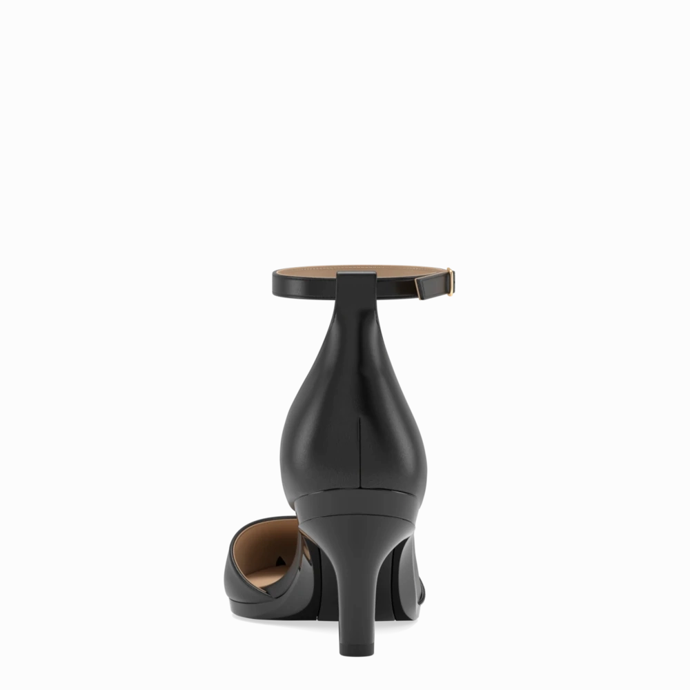 The D'Orsay Wide Width - Coal Leather 3 Stiletto