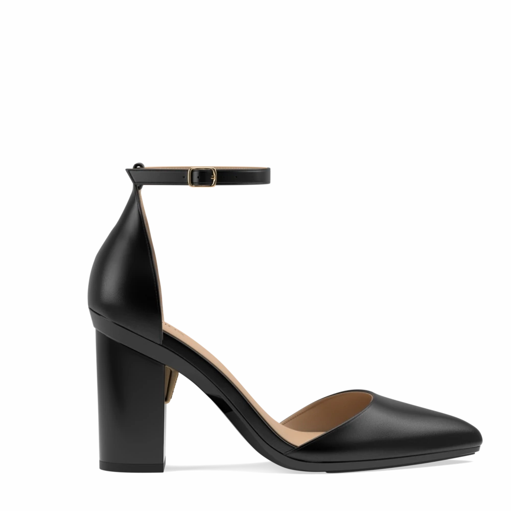 The D'Orsay Wide Width - Coal Leather 4 Block