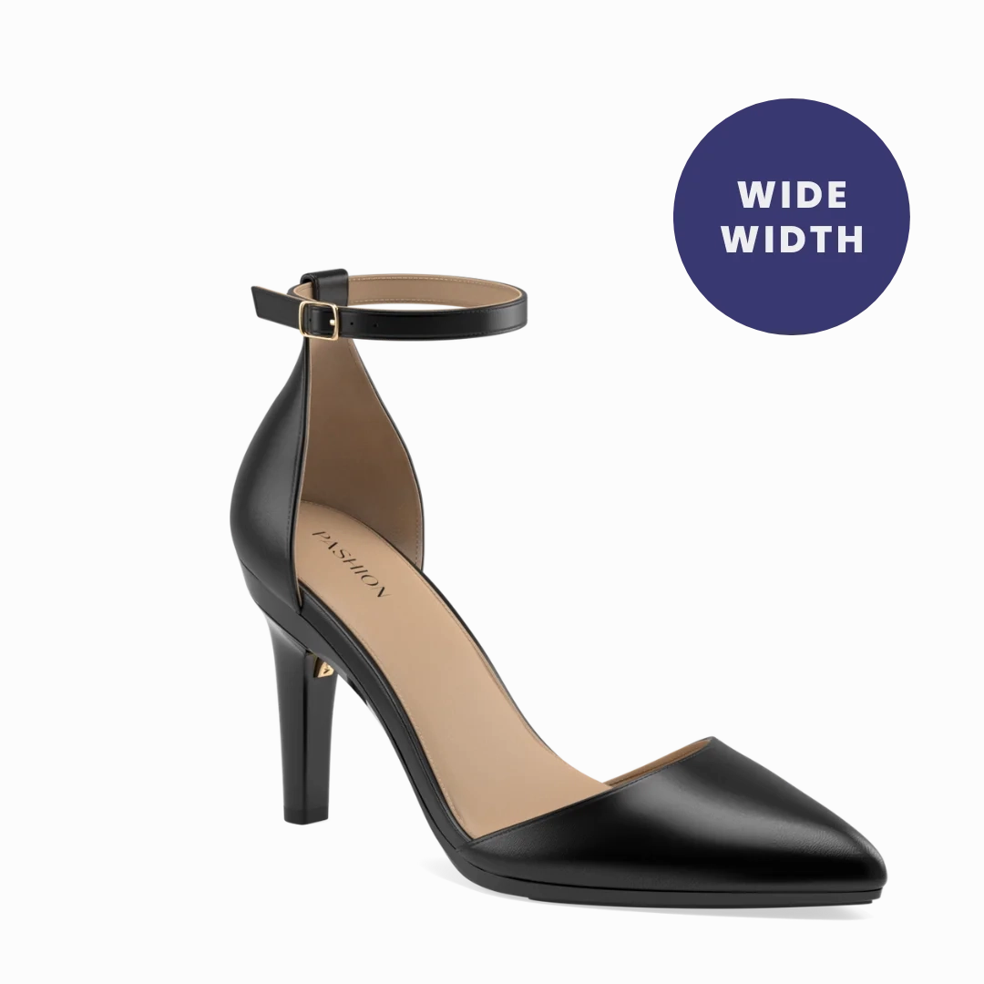 The D'Orsay Wide Width - Coal Leather 4 Stiletto