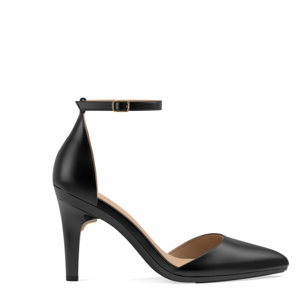 The D'Orsay Wide Width - Coal Leather 4 Stiletto