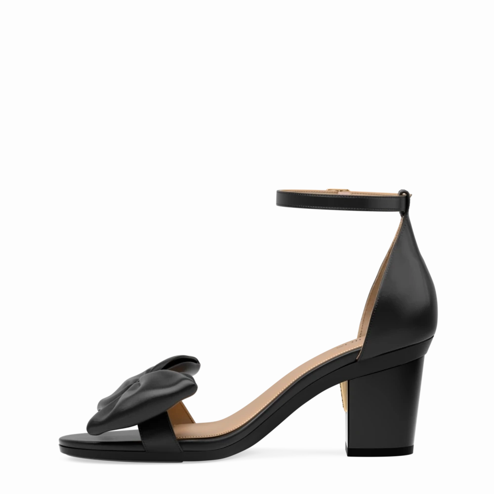 The Pashionista - Coal Satin Bow 3 Block - FINAL SALE