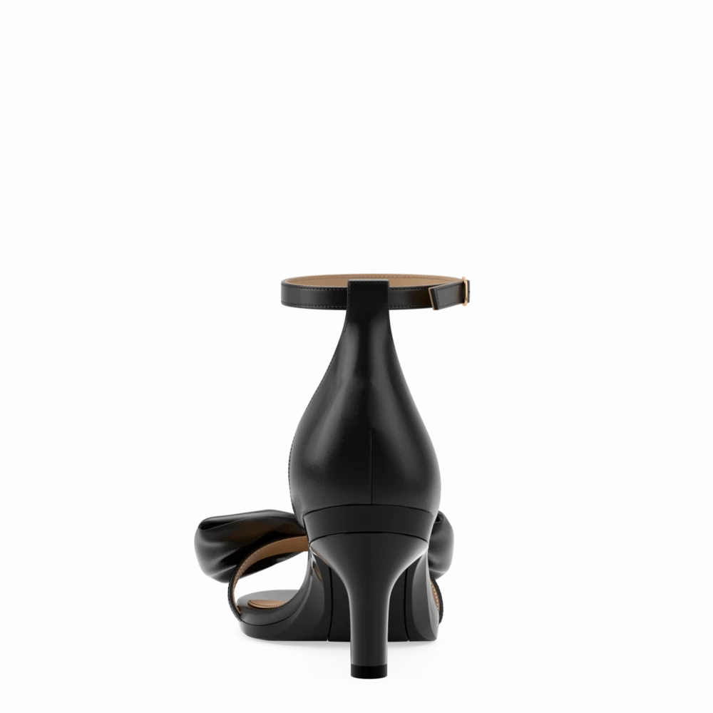 The Pashionista - Coal Satin Bow 3 Stiletto - FINAL SALE