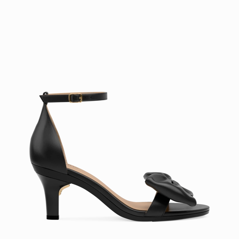 The Pashionista - Coal Satin Bow 3 Stiletto - FINAL SALE