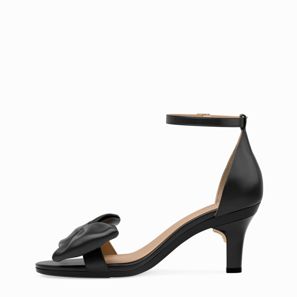 The Pashionista - Coal Satin Bow 3 Stiletto - FINAL SALE