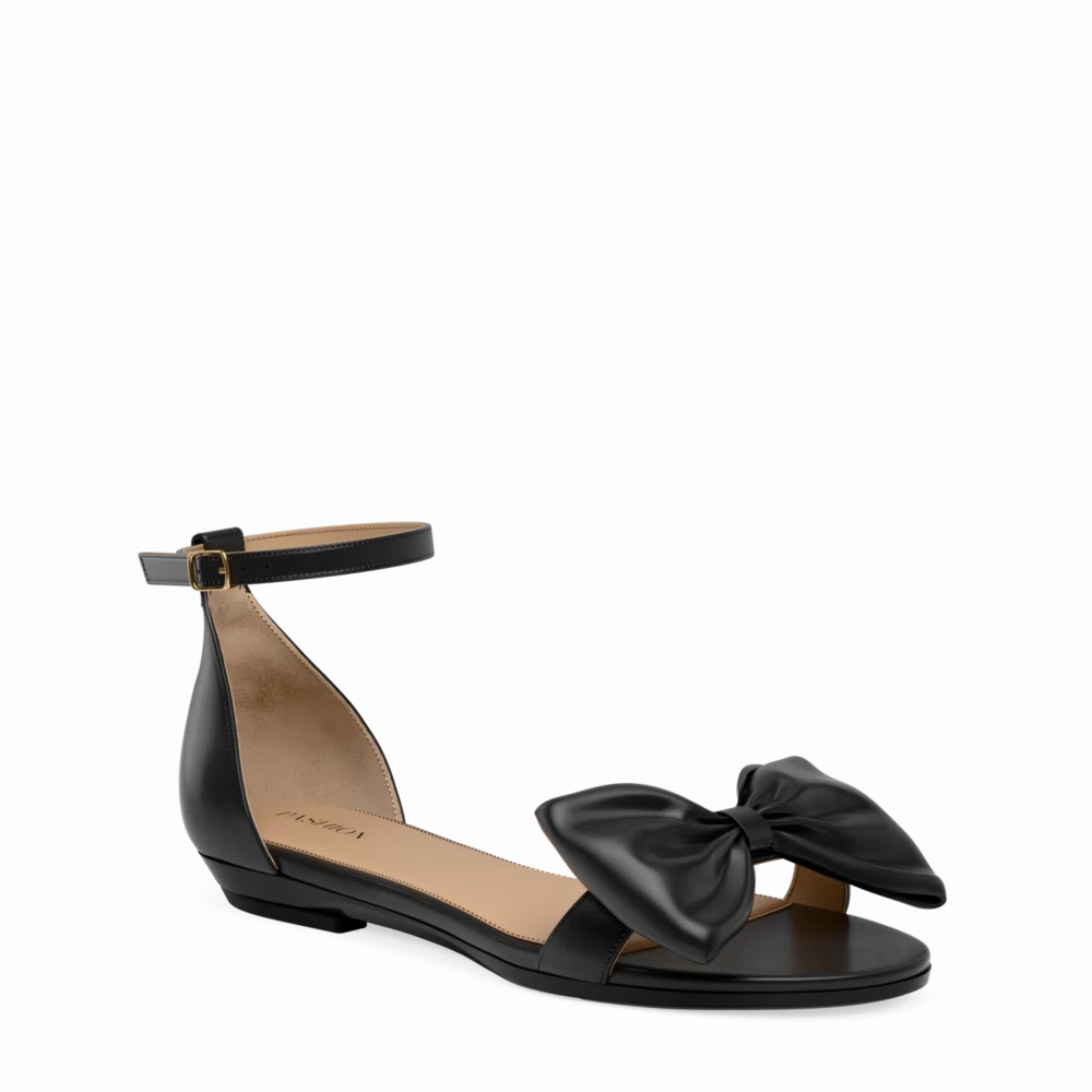 The Pashionista - Coal Satin Bow 4 Stiletto - FINAL SALE