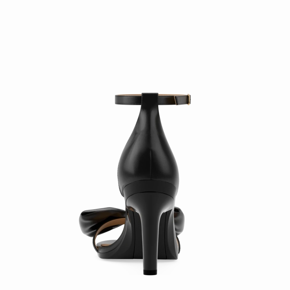 The Pashionista - Coal Satin Bow 4 Stiletto - FINAL SALE