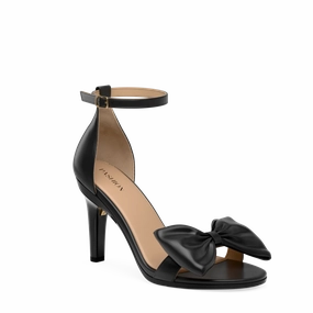 The Pashionista - Coal Satin Bow 4 Stiletto - FINAL SALE