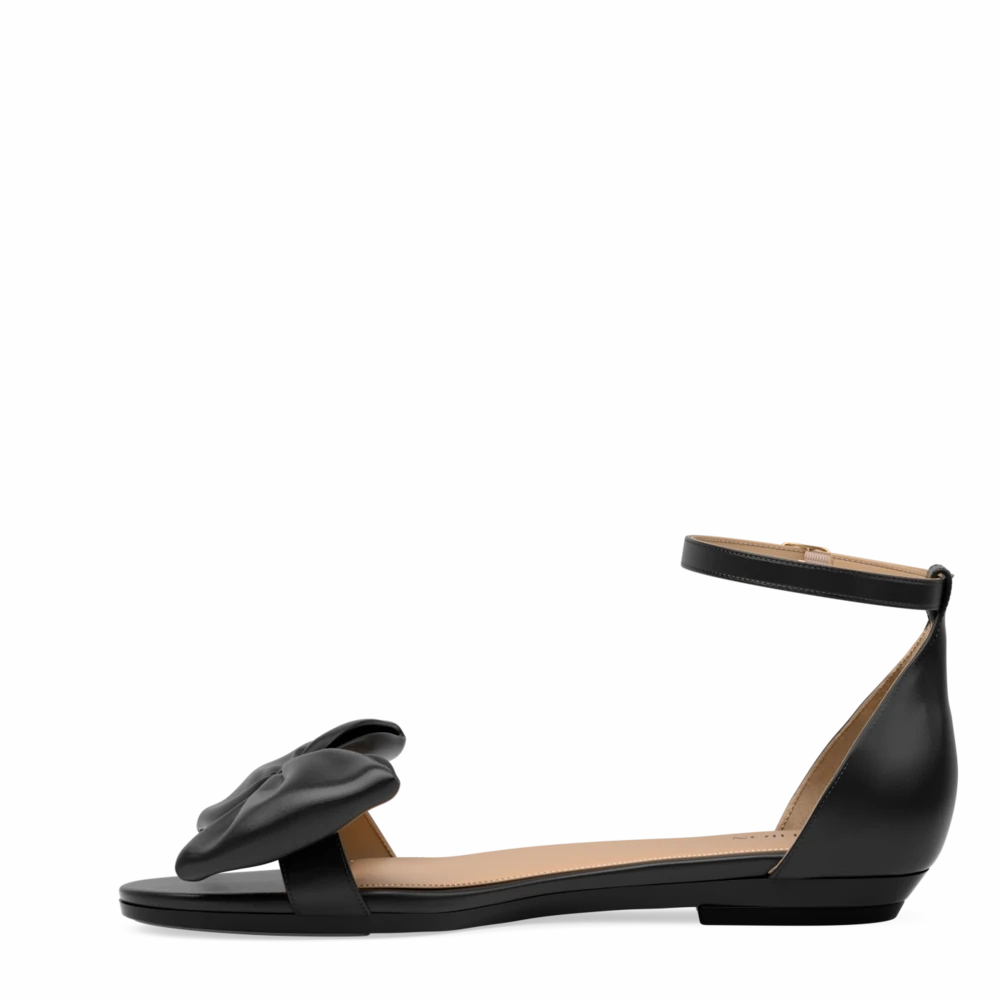 The Pashionista - Coal Satin Bow Flat - FINAL SALE