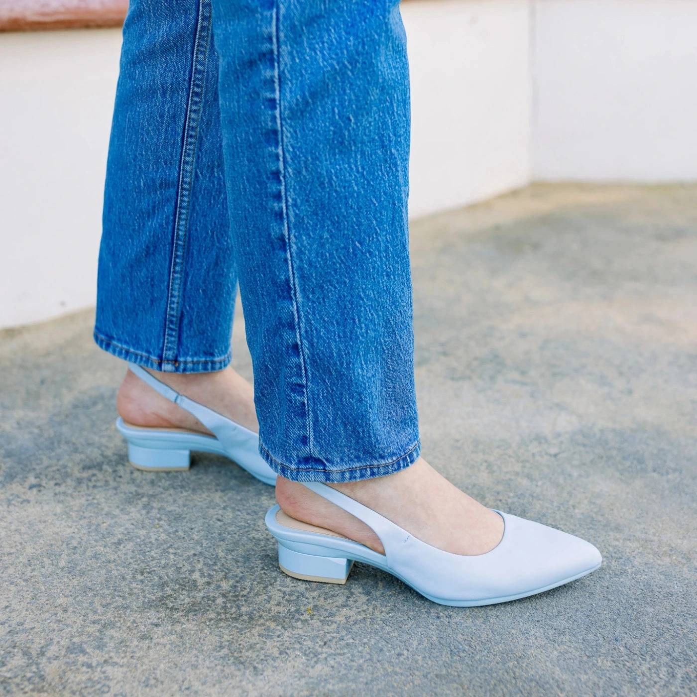 The Slingback - Baby Blue Leather 4 Stiletto