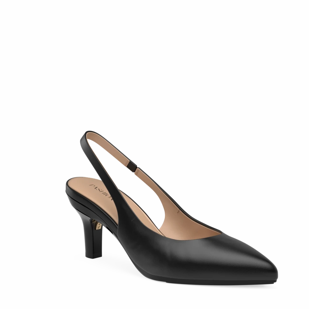 The Slingback - Coal Leather 3 Stiletto
