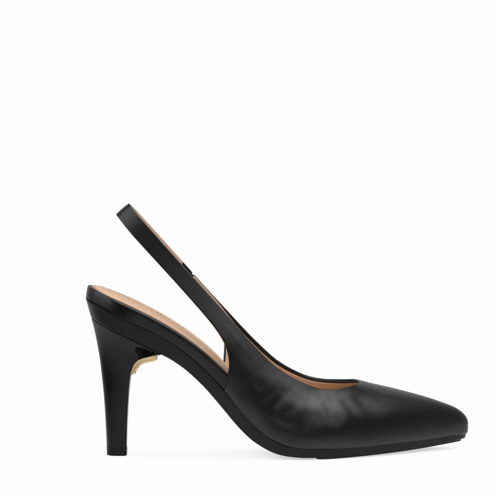 The Slingback - Coal Leather 4 Stiletto