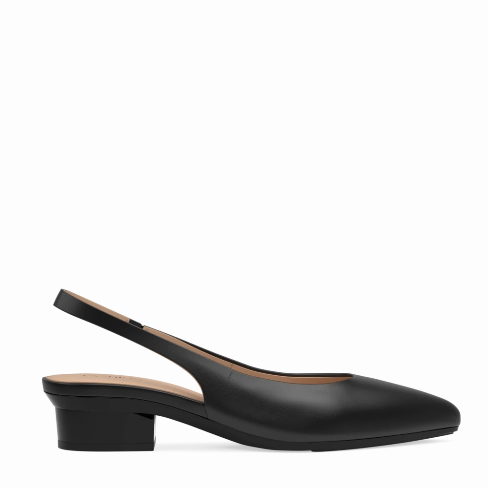 The Slingback - Coal Leather Flat