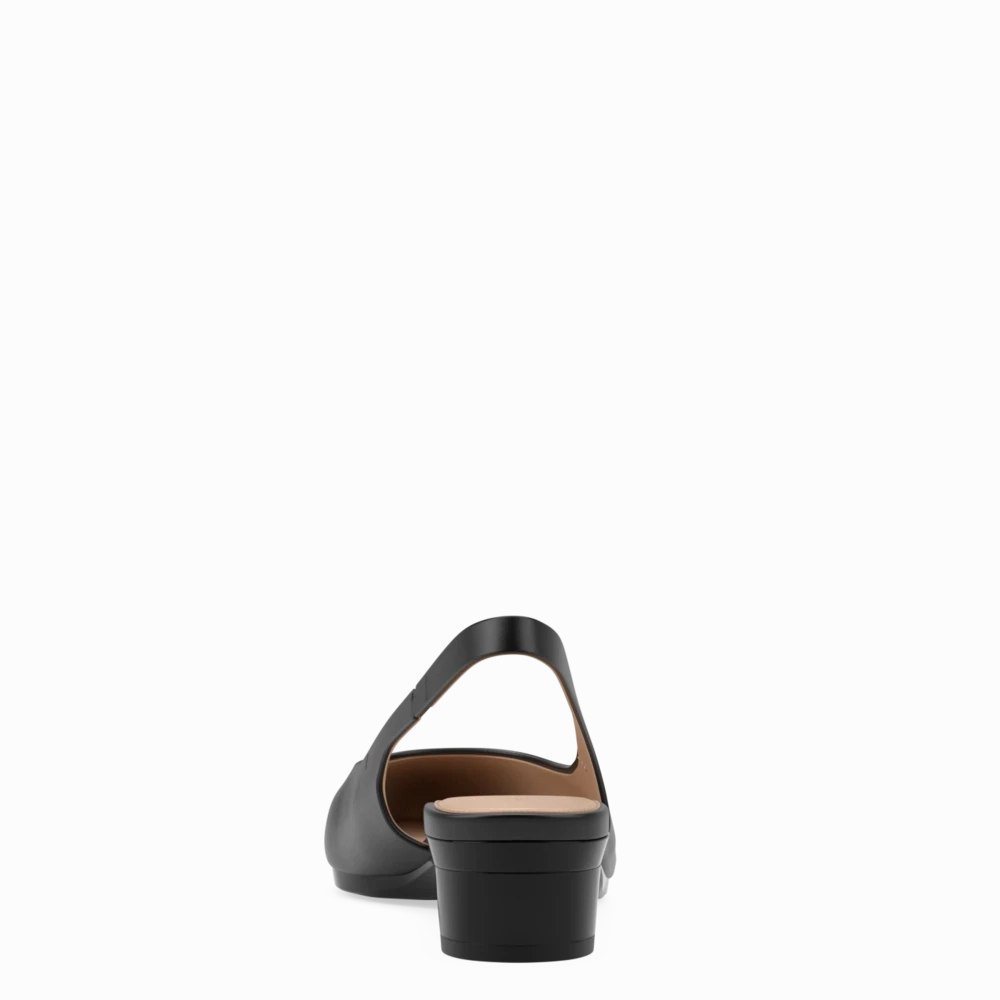 The Slingback - Coal Leather Flat