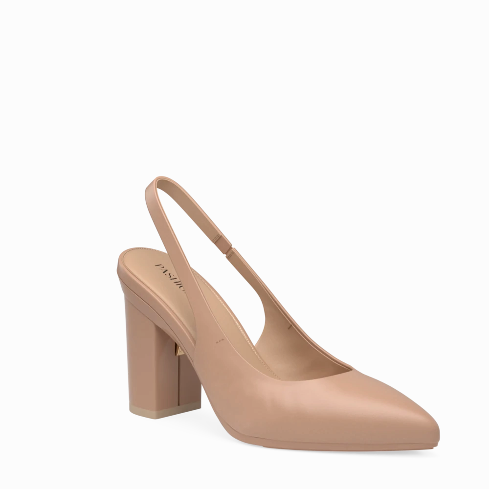 The Slingback - Latte Leather 4 Block - FINAL SALE