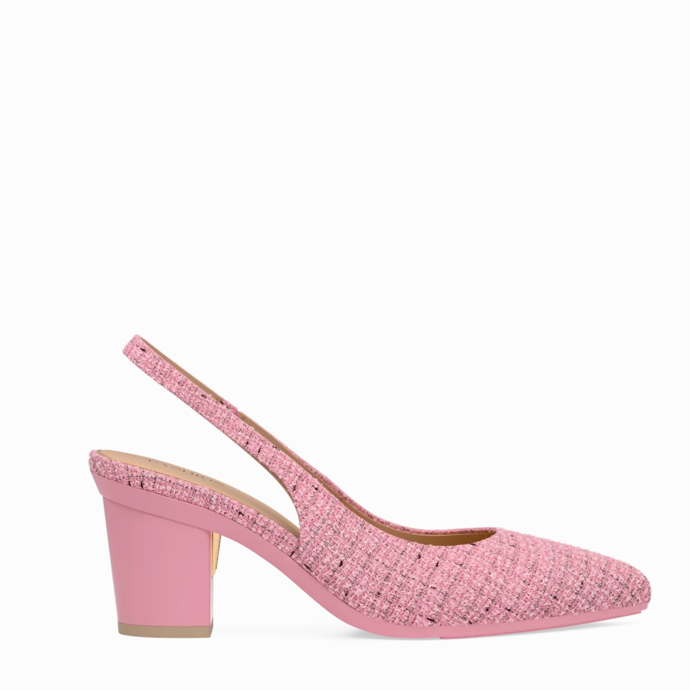 The Slingback - Pink Tweed 3 Block