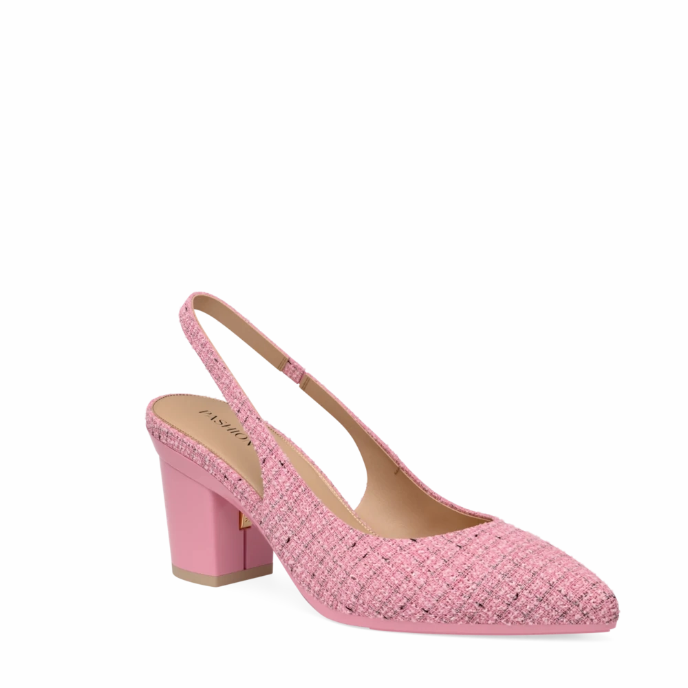 The Slingback - Pink Tweed 3 Block