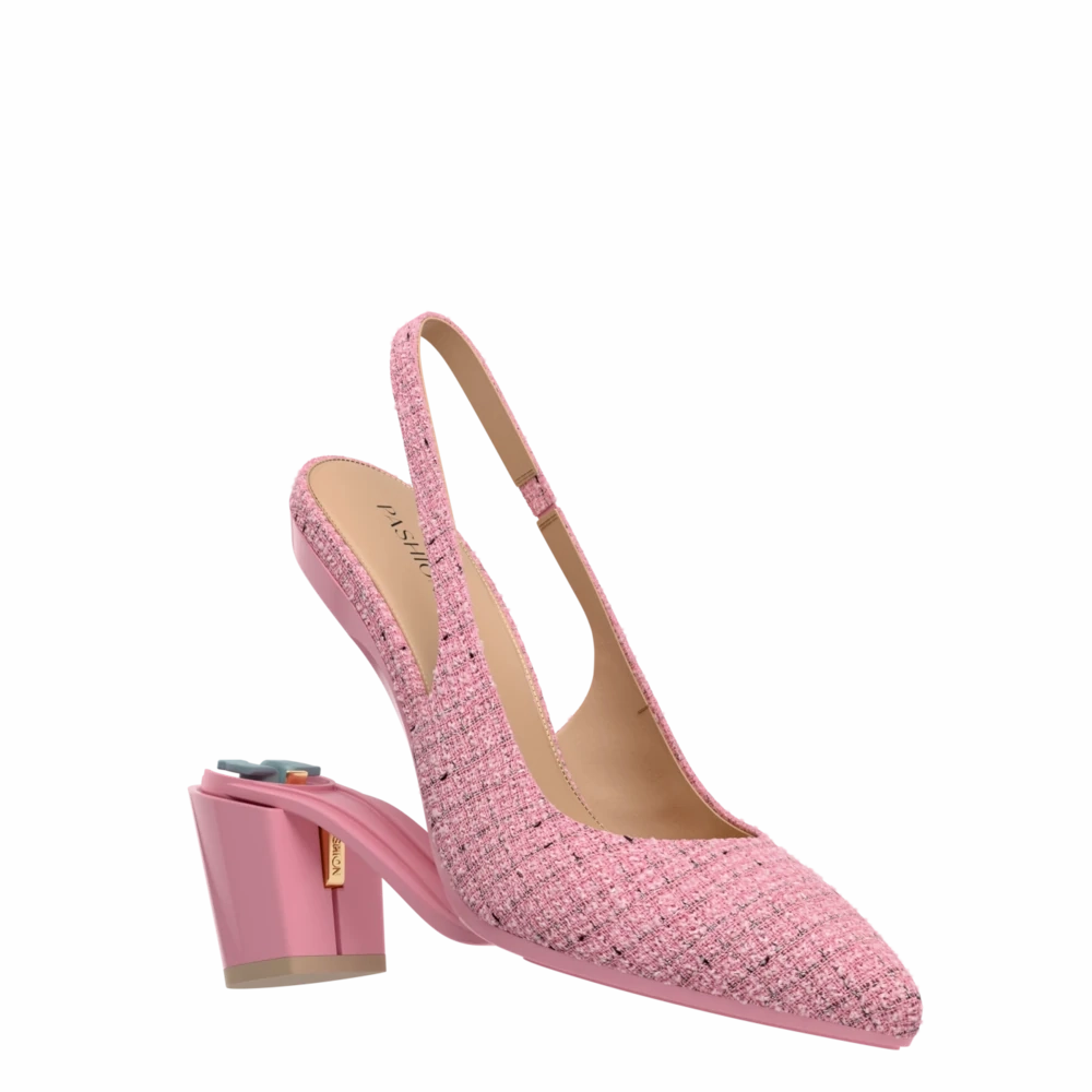 The Slingback - Pink Tweed 3 Block