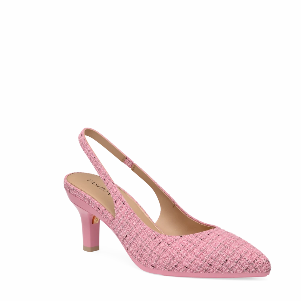 The Slingback - Pink Tweed 3 Stiletto