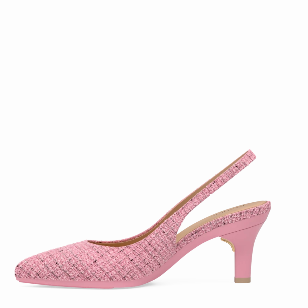 The Slingback - Pink Tweed 3 Stiletto