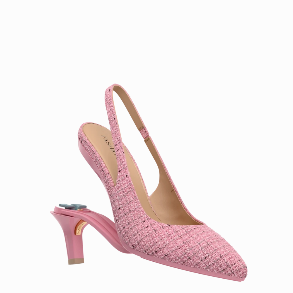 The Slingback - Pink Tweed 3 Stiletto