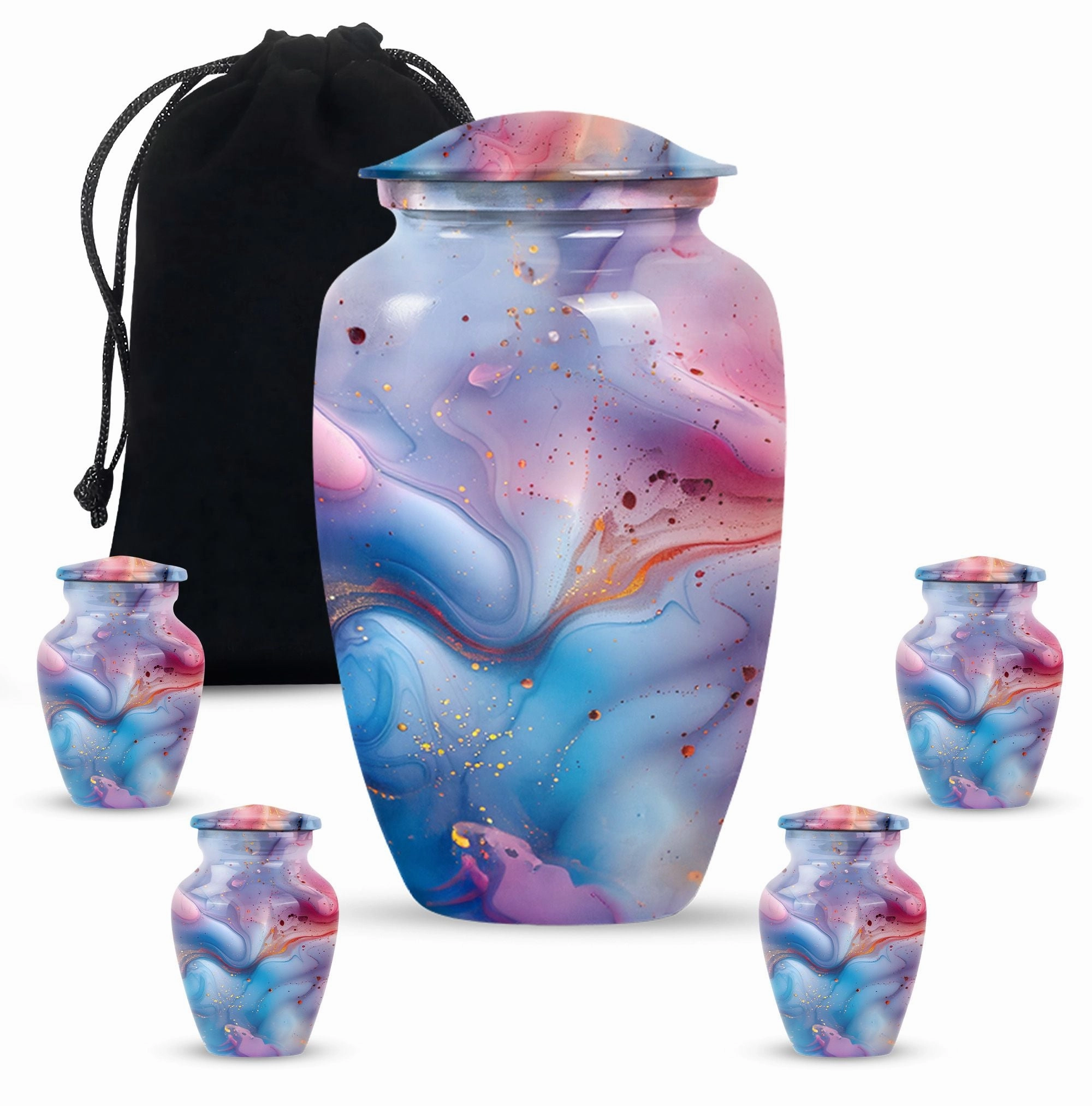 Vibrant Swirl Memorial Urn - A Timeless Tribute in Aluminium