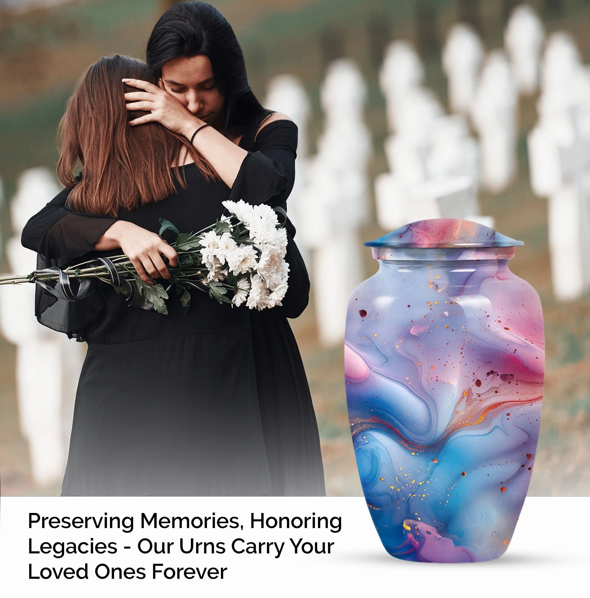 Vibrant Swirl Memorial Urn - A Timeless Tribute in Aluminium