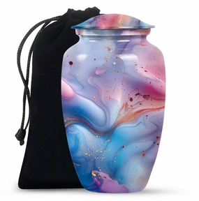 Vibrant Swirl Memorial Urn - A Timeless Tribute in Aluminium