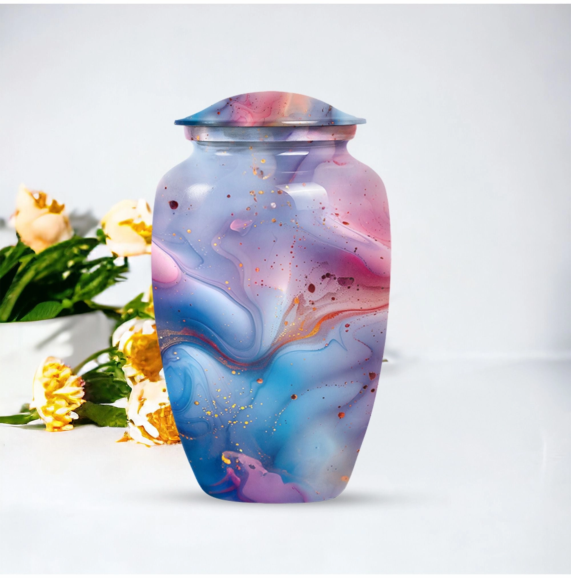 Vibrant Swirl Memorial Urn - A Timeless Tribute in Aluminium