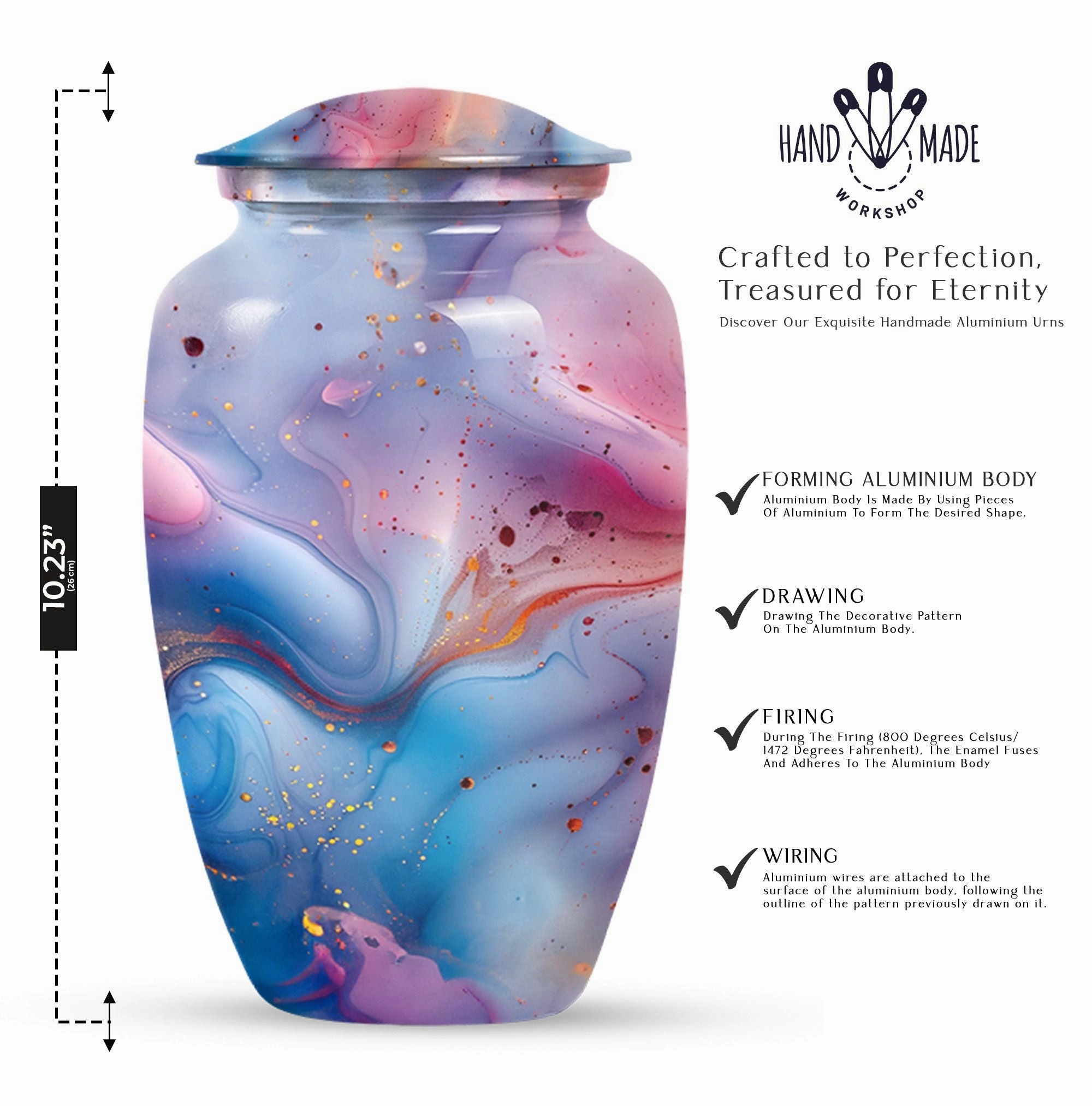 Vibrant Swirl Memorial Urn - A Timeless Tribute in Aluminium