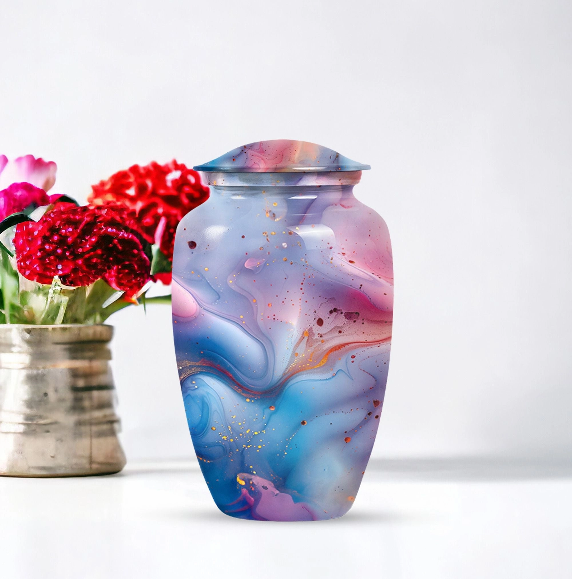 Vibrant Swirl Memorial Urn - A Timeless Tribute in Aluminium