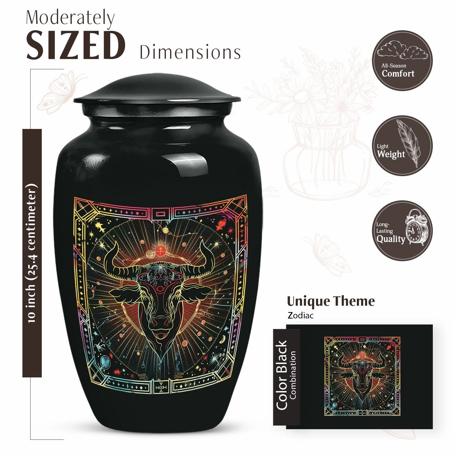 Zodiac Symbolic Burial Urn - Memorial Tribute for Loved Ones